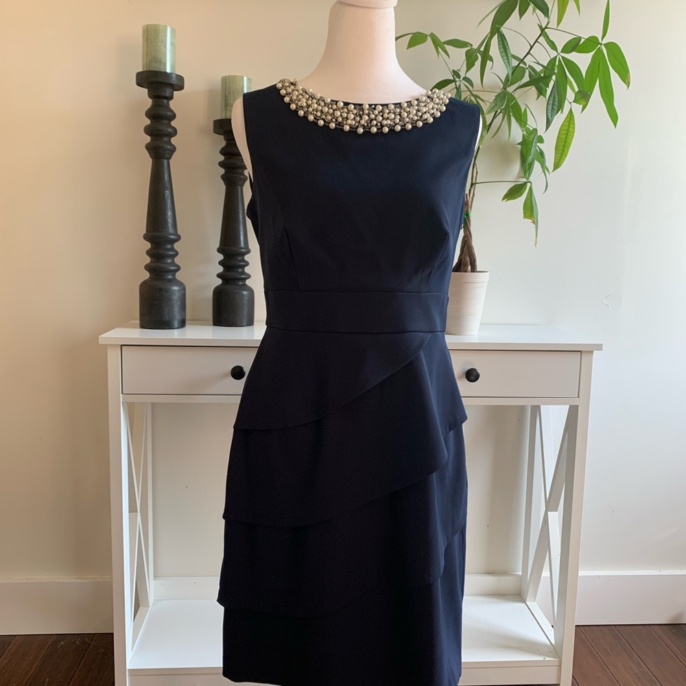 Connected apparel navy color dress with attached pearls